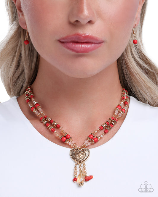 Breathe a Sigh of Relief - Red - Paparazzi Necklace Image