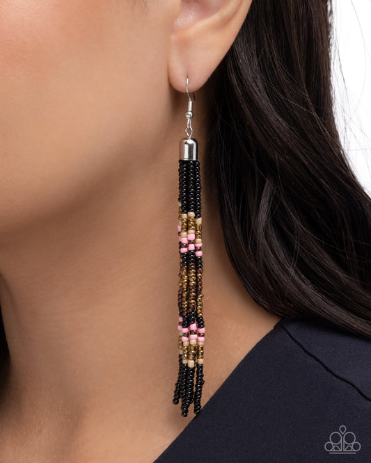 Stunning Strands - Black - Paparazzi Earring Image