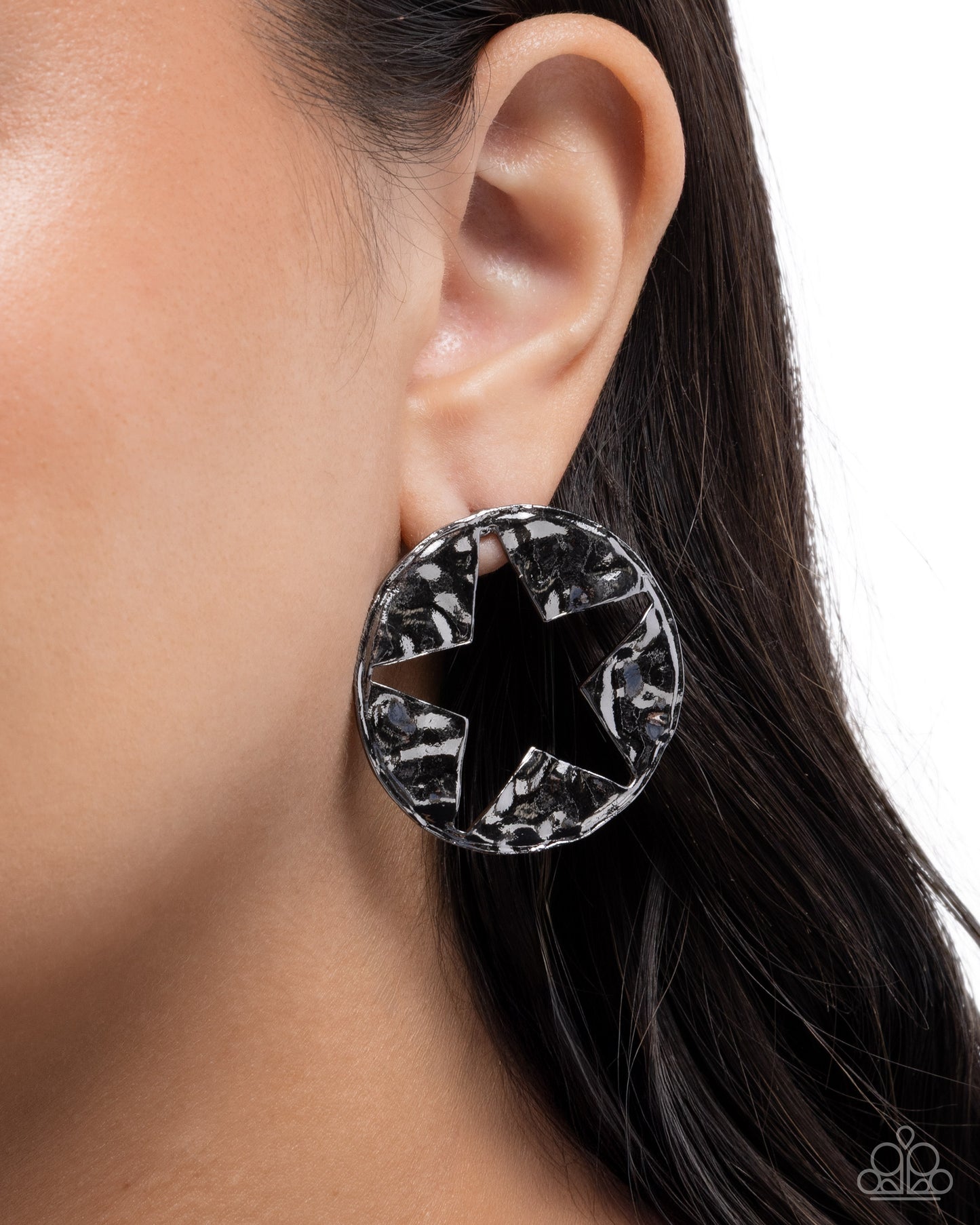 Stellar Saloon - Black - Paparazzi Earring Image