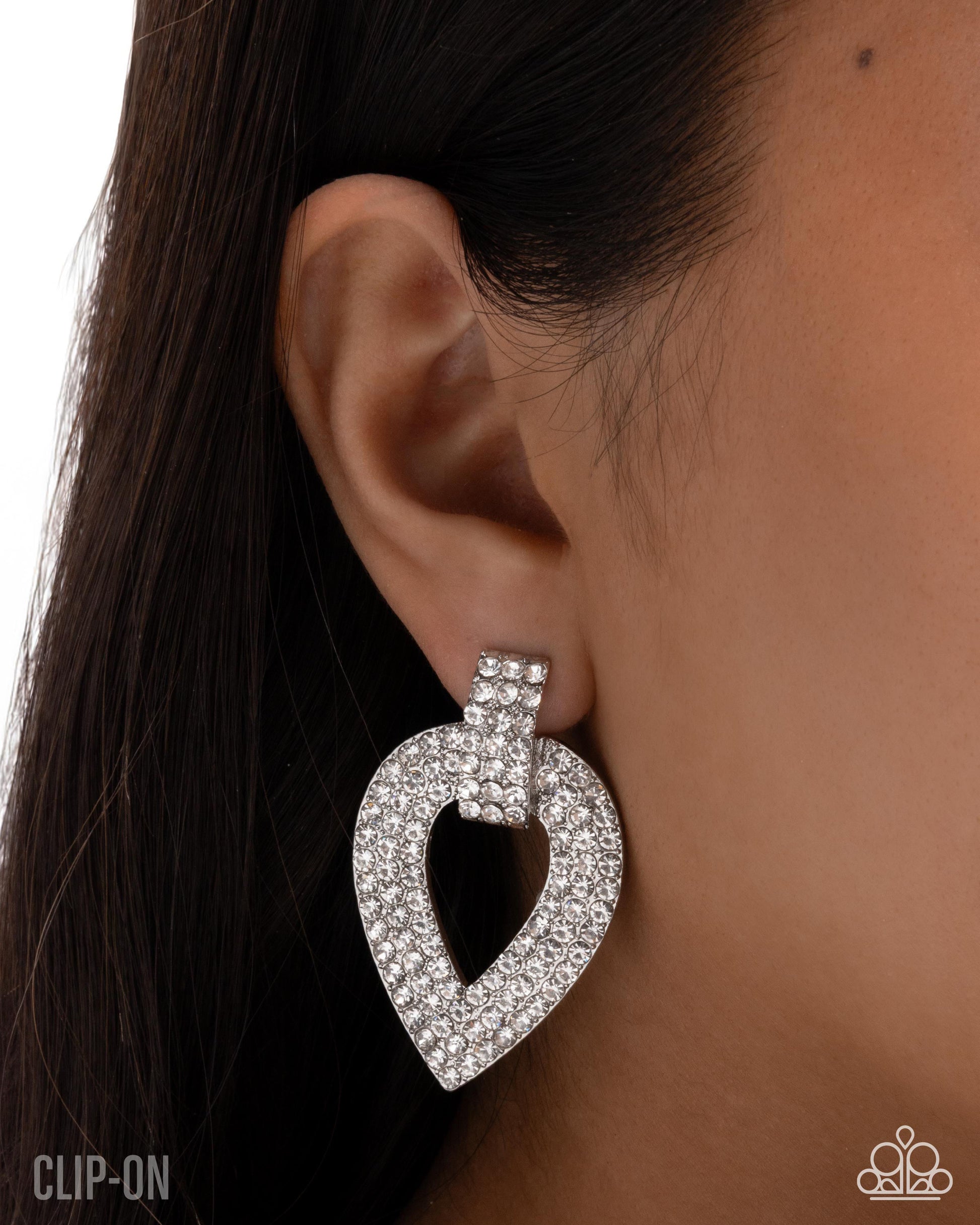 Stop and Shimmer - White - Paparazzi Earring Image