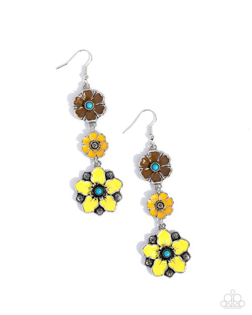 Floral Flock - Yellow - Paparazzi Earring Image