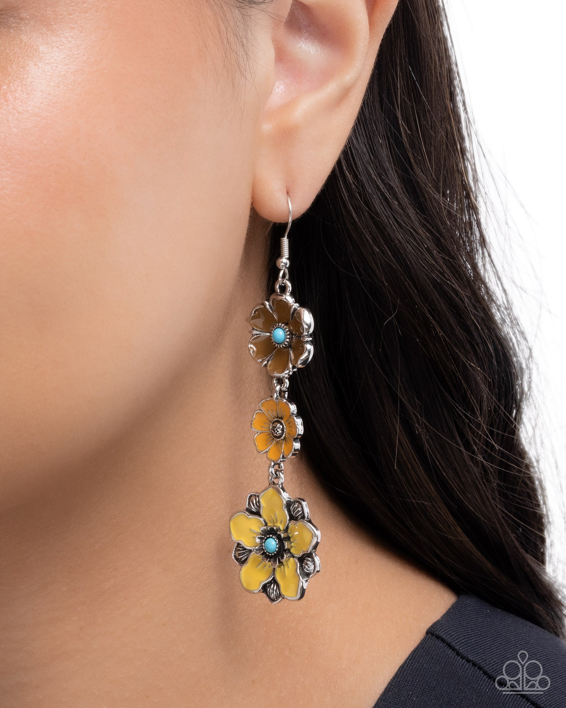 Floral Flock - Yellow - Paparazzi Earring Image