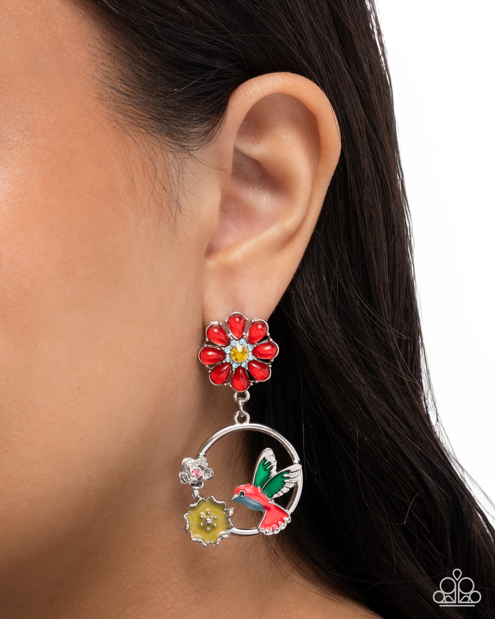 Tropical Tapestry - Red - Paparazzi Earring Image
