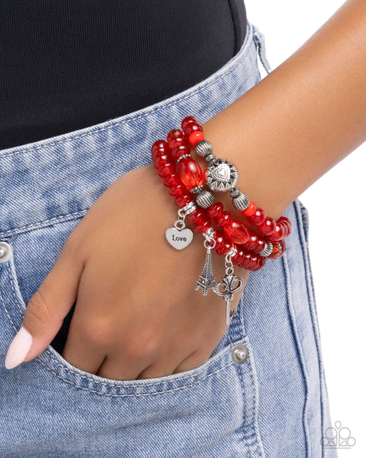 French Chic - Red - Paparazzi Bracelet Image