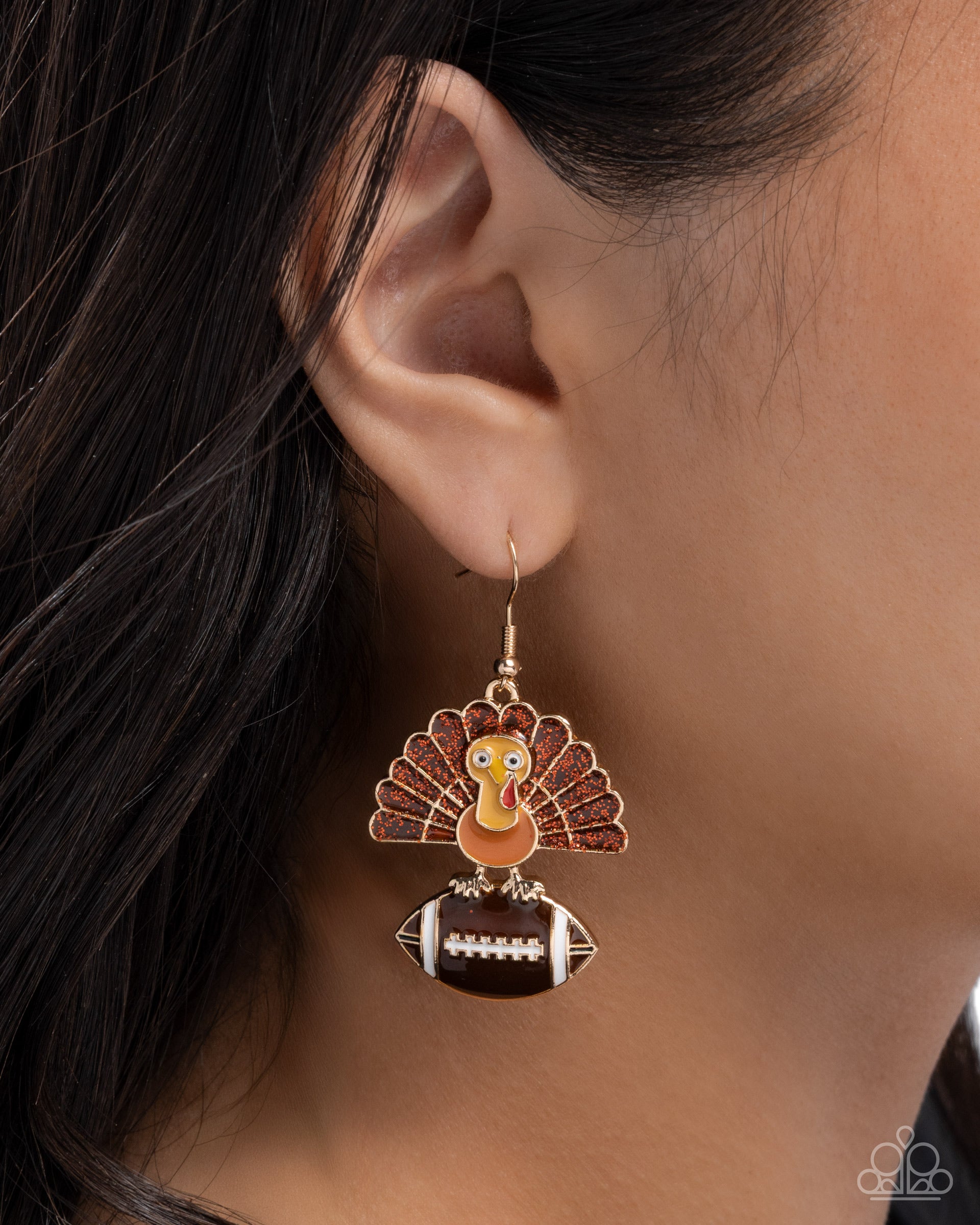 Turkey Bowl - Brown - Paparazzi Earring Image