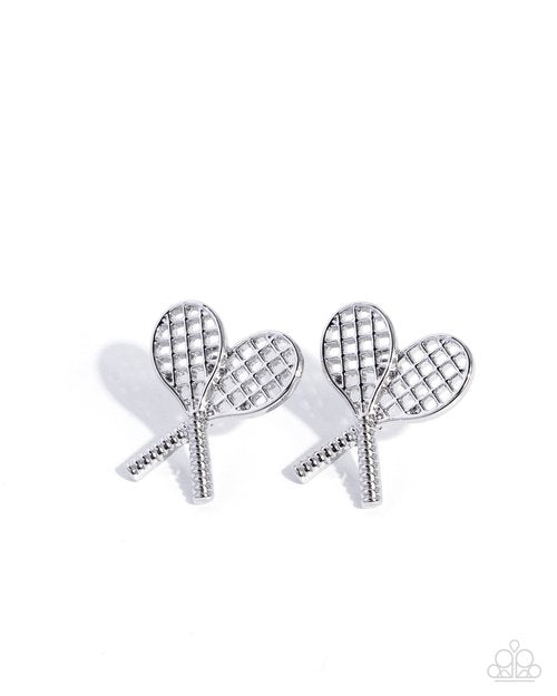 Tennis Team - Silver - Paparazzi Earring Image