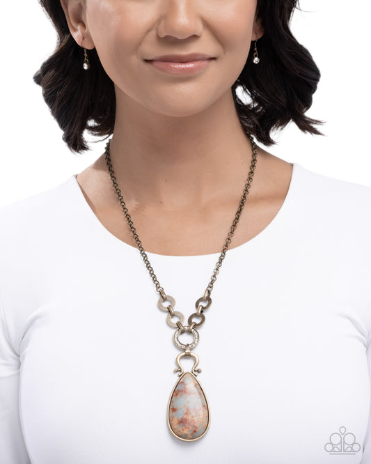 Tough Teardrop - Brass - Paparazzi Necklace Image