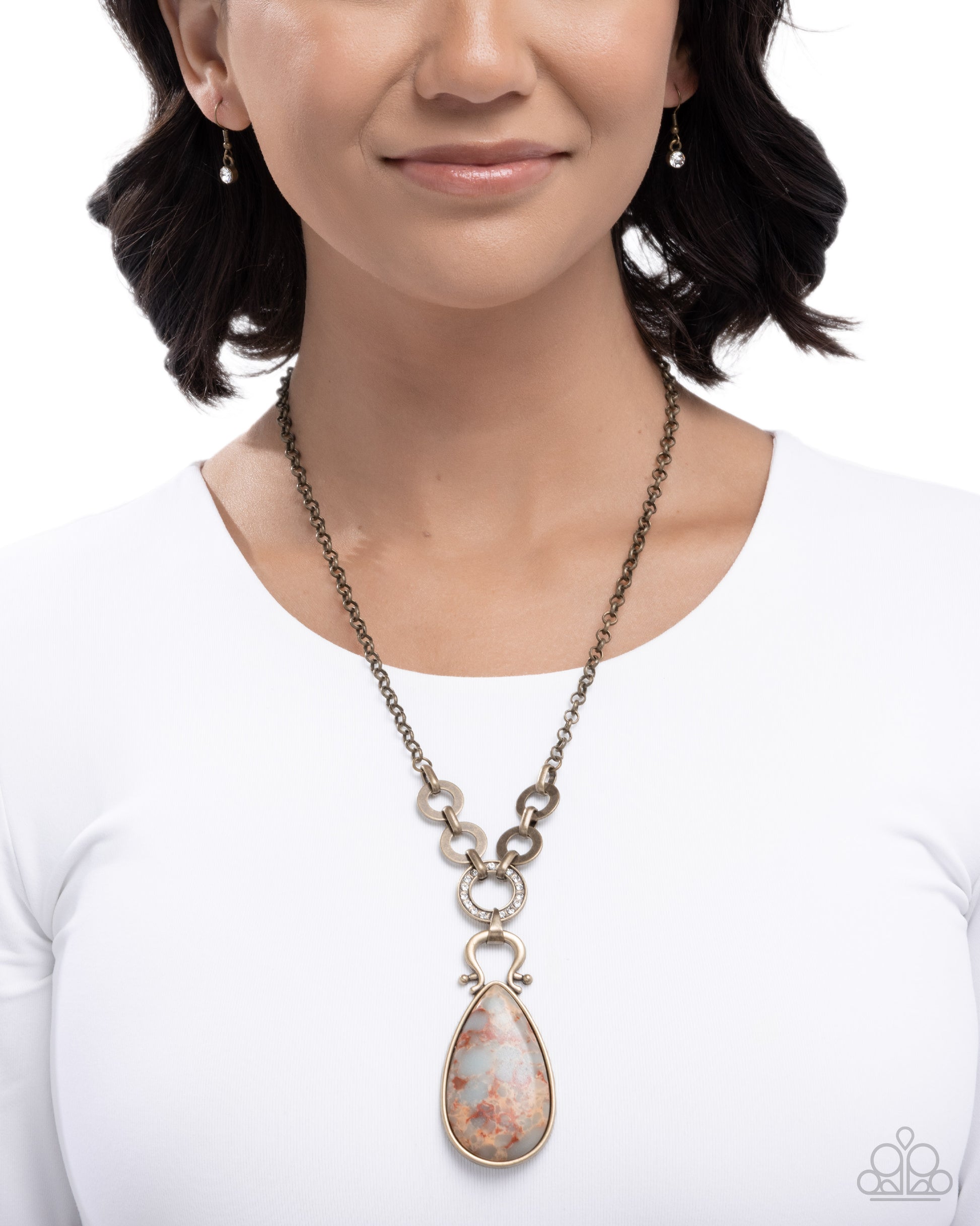 Tough Teardrop - Brass - Paparazzi Necklace Image