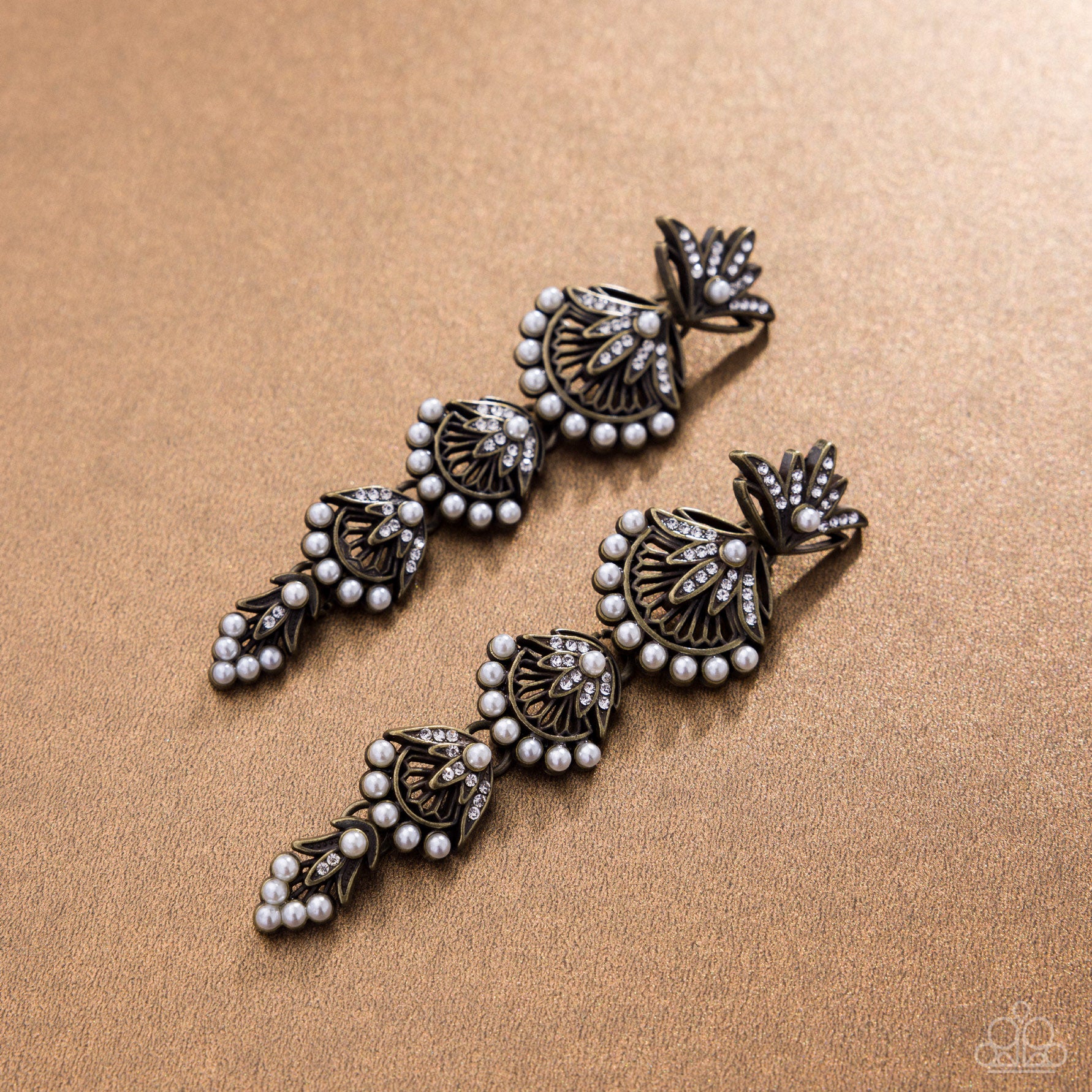 Ornate Optimism - Brass - Paparazzi Earring Image