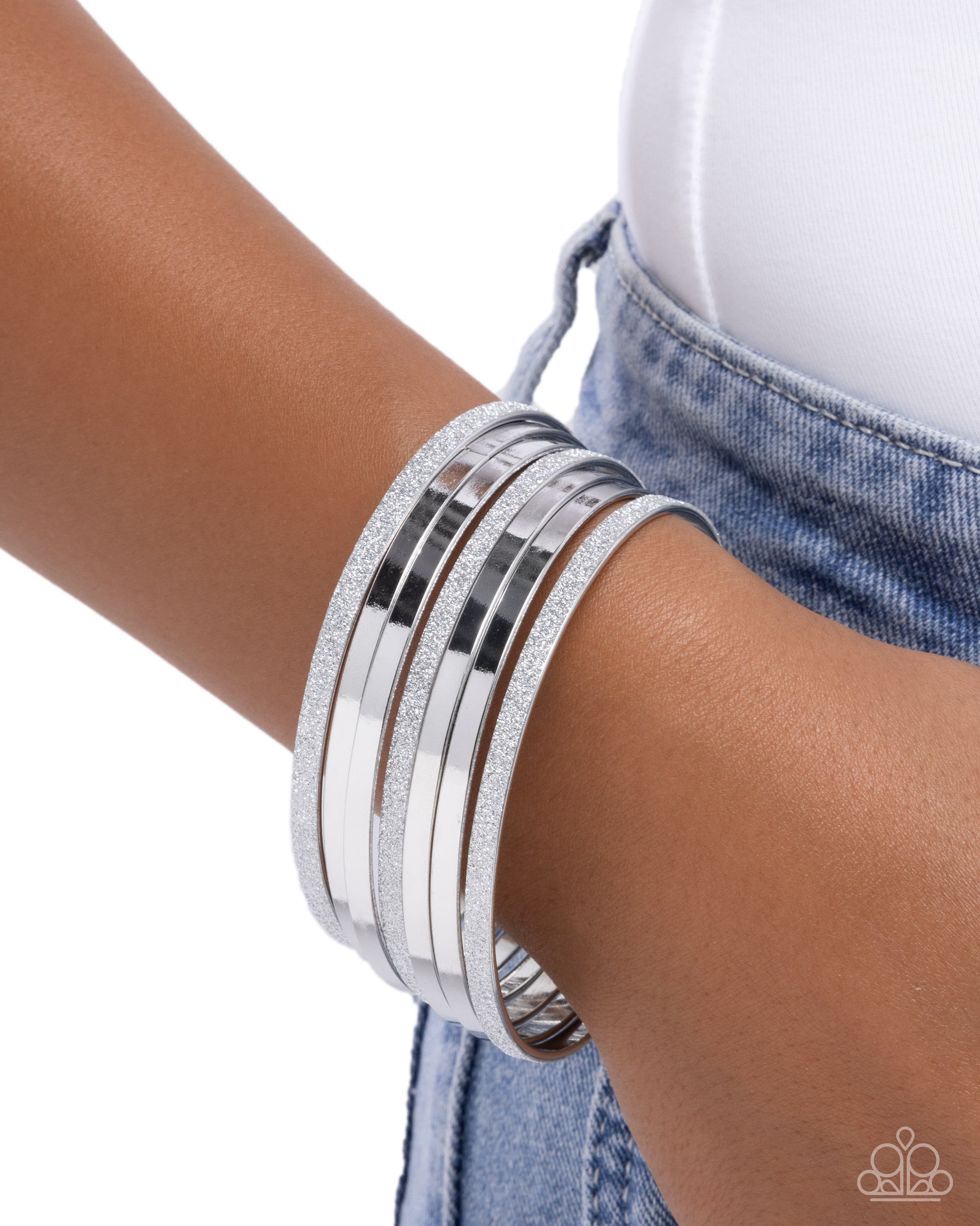 Grungy Glitter - Silver - Paparazzi Bracelet Image