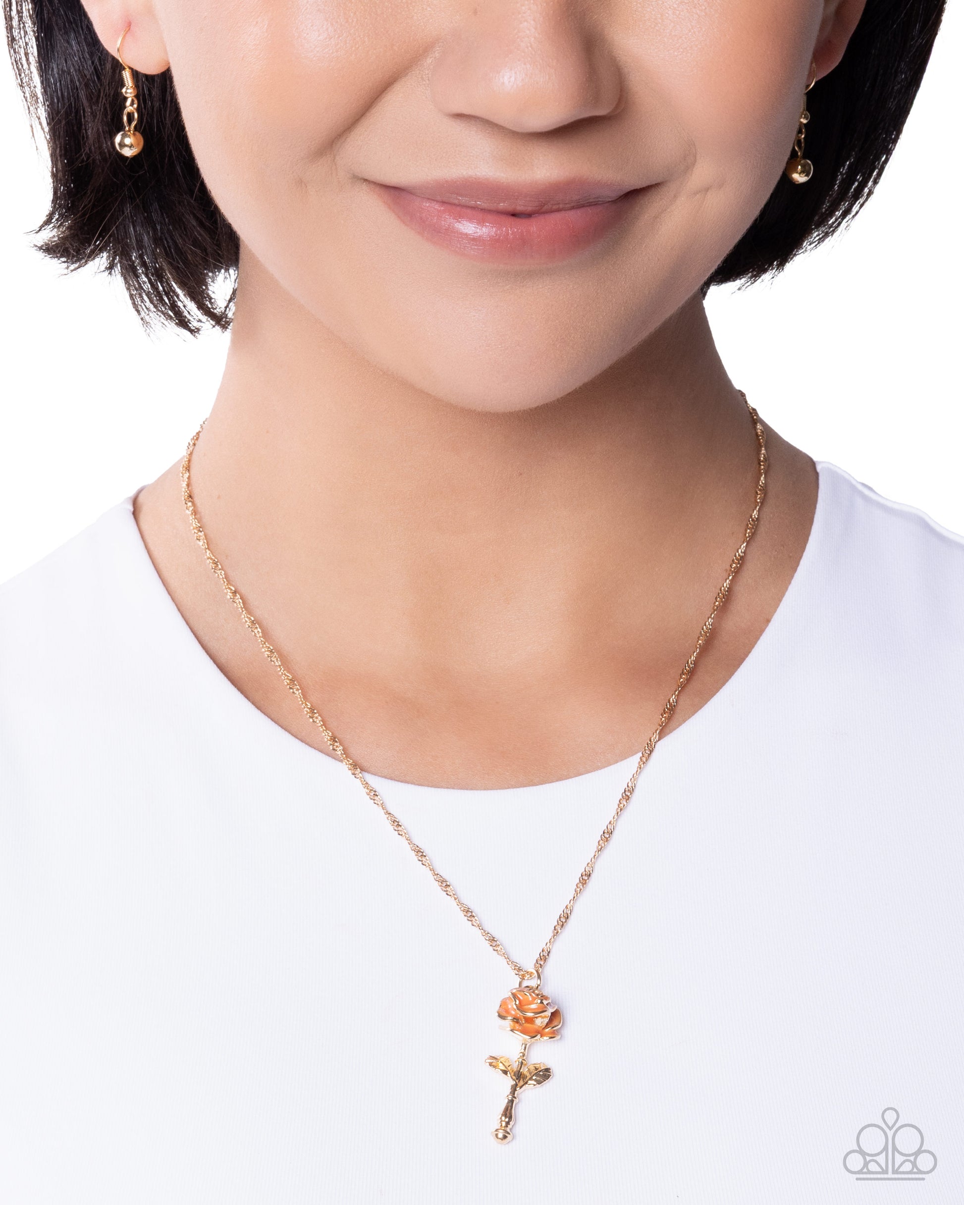 A Single Rose - Orange - Paparazzi Necklace Image