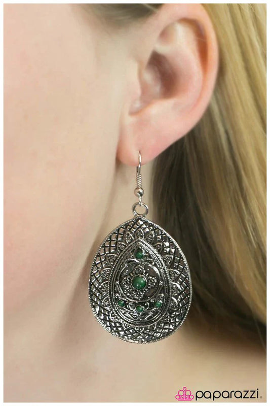 Paparazzi Earring ~ A Drop In The Bucket - Green