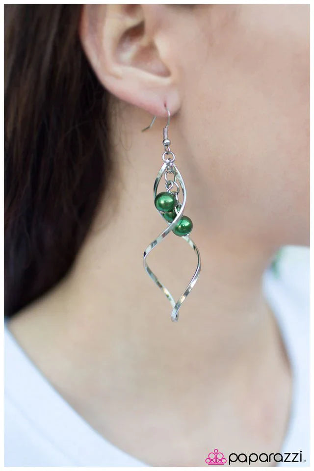 Paparazzi Earring ~ Suspended In Time- Green