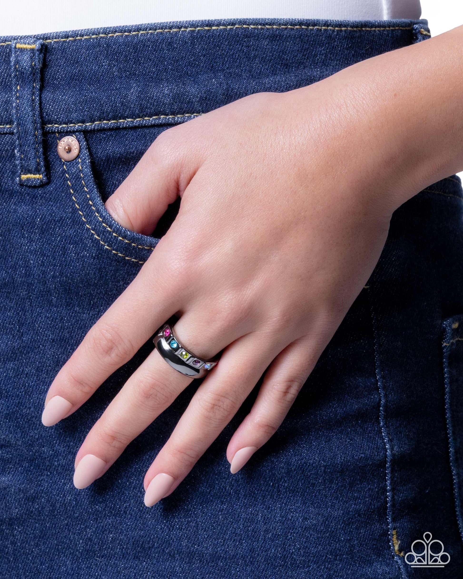 Shimmer Squared - Black - Paparazzi Ring Image