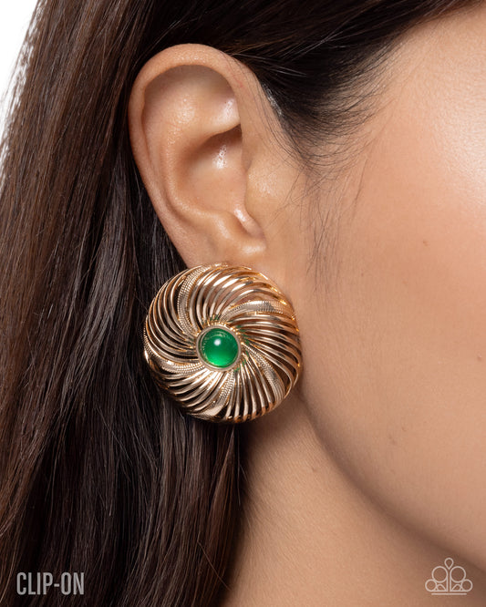 Stubborn Spirals - Green - Paparazzi Earring Image