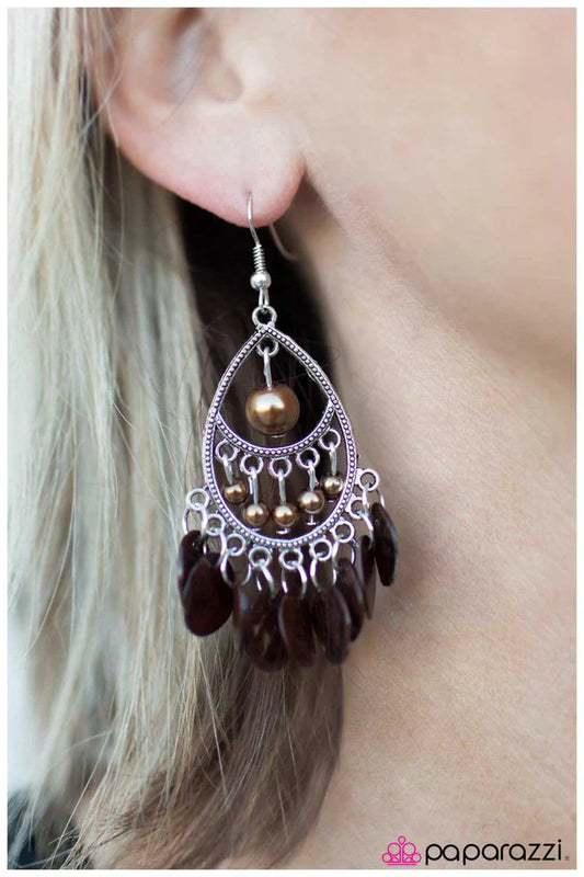 Paparazzi Earring ~ At Sea Level - Brown