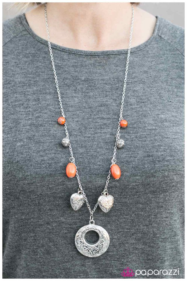 Paparazzi Necklace ~ Home Is Where The Heart Is - Orange