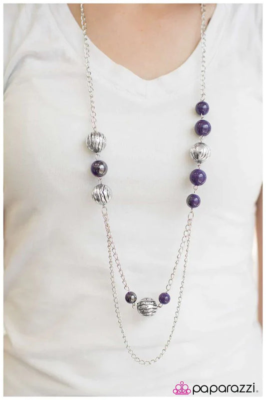 Paparazzi Necklace ~ Right On Time - Purple