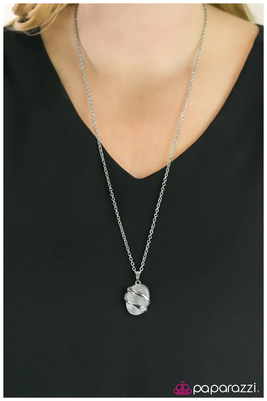 Paparazzi Necklace ~ Keep Stringing You Along - White