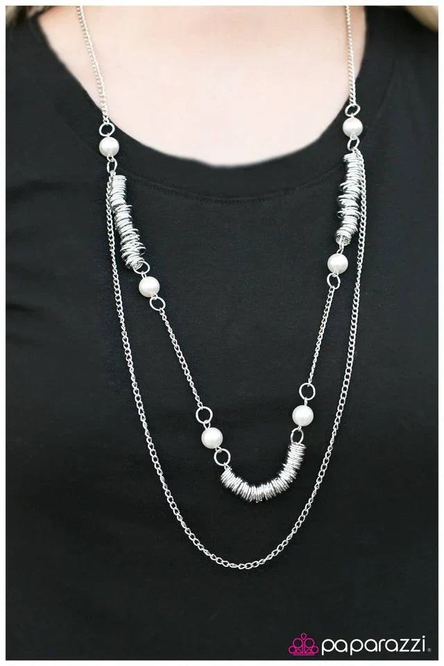 Paparazzi Necklace ~ Flirting With The Enemy - White