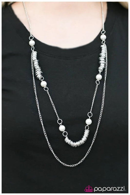 Paparazzi Necklace ~ Flirting With The Enemy - White