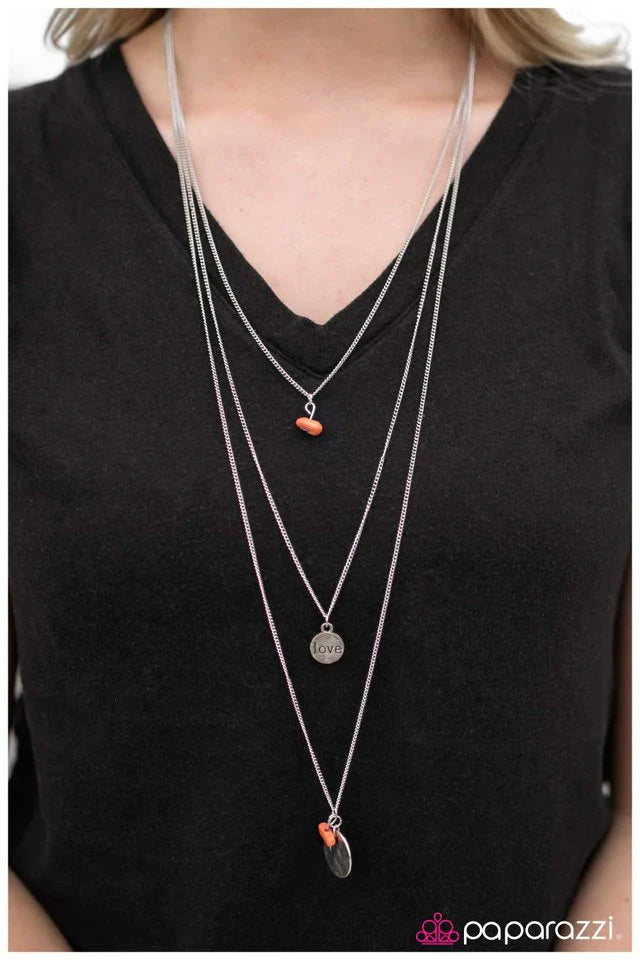 Paparazzi Necklace ~ To Love and Be Loved - Orange