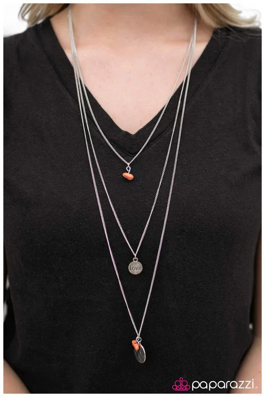 Paparazzi Necklace ~ To Love and Be Loved - Orange