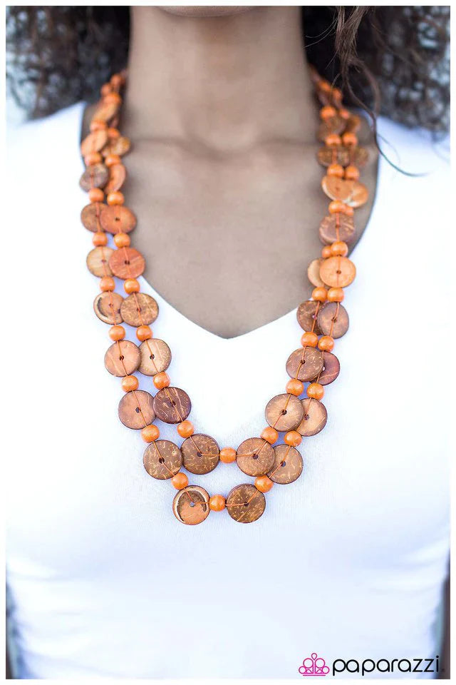 Paparazzi Necklace ~ Woodnt You Like to Know - Orange