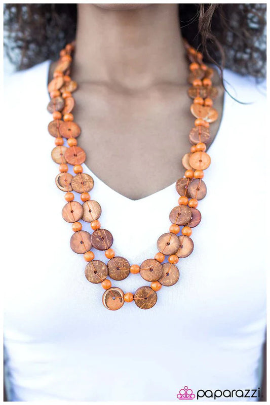 Paparazzi Necklace ~ Woodnt You Like to Know - Orange