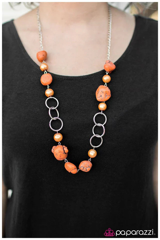 Paparazzi Necklace ~ Pebble Pinnacle - Orange