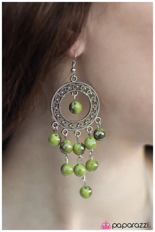 Paparazzi Earring ~ Burning Skies - Green