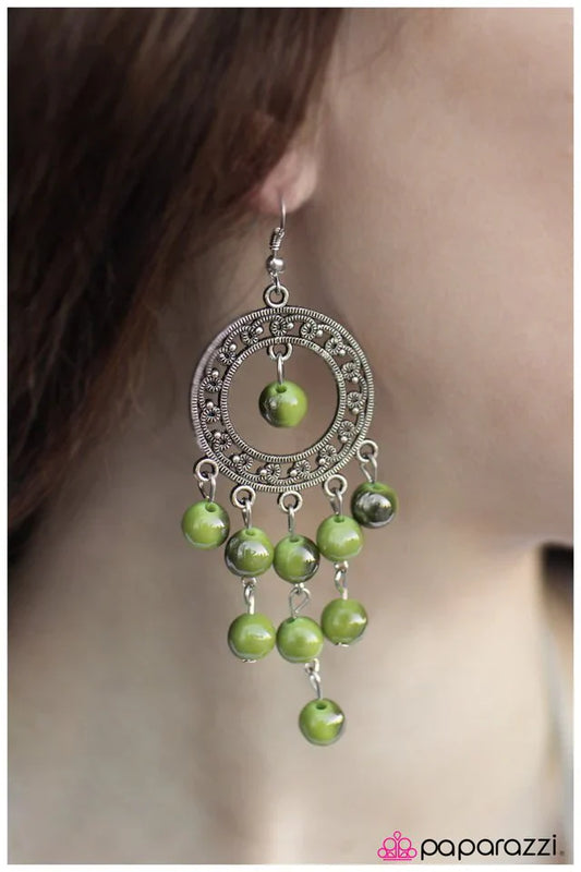 Paparazzi Earring ~ Burning Skies - Green