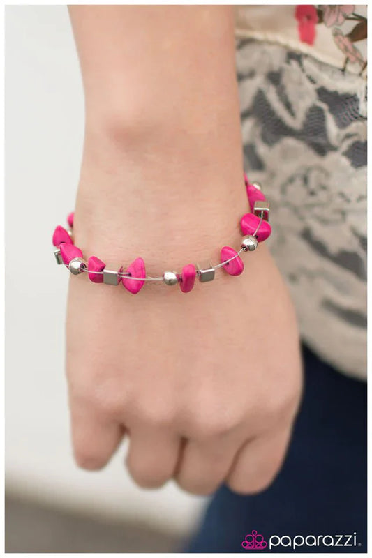 Paparazzi Bracelet ~ This Calls For A PEBBLE-bration! - Pink