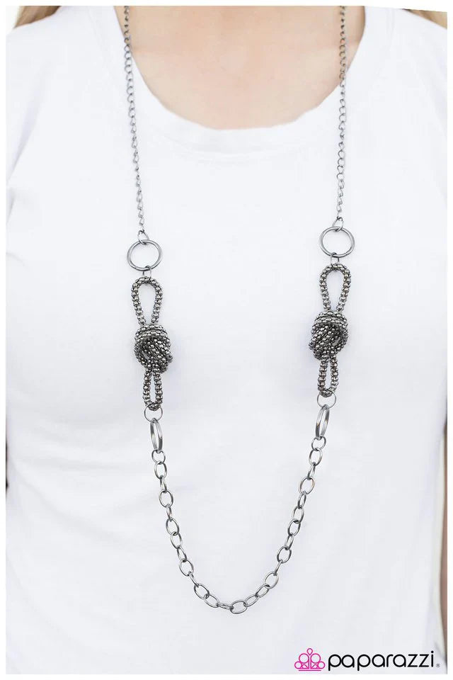 Paparazzi Necklace ~ Its KNOT Me, Its You - Black