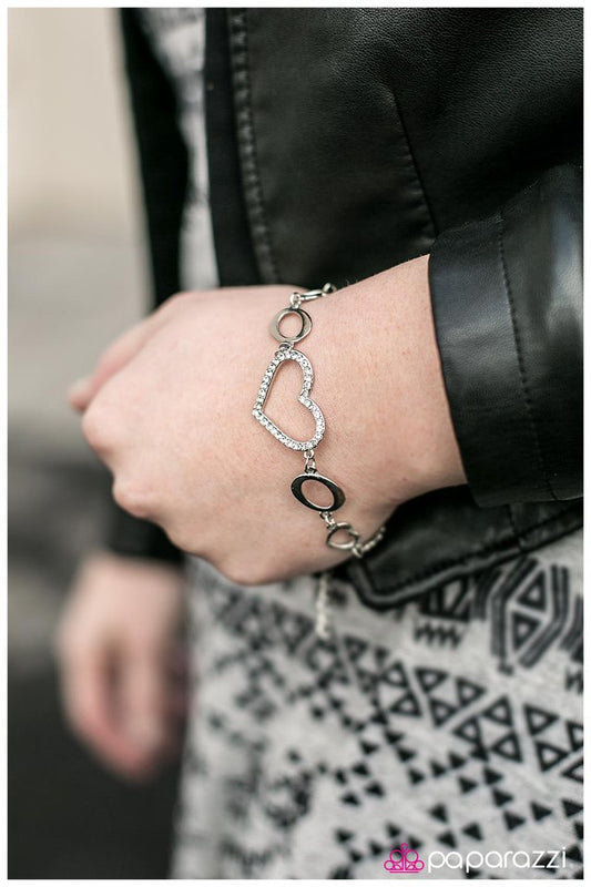 Paparazzi Bracelet ~ Wearing My Heart on My Sleeve - White