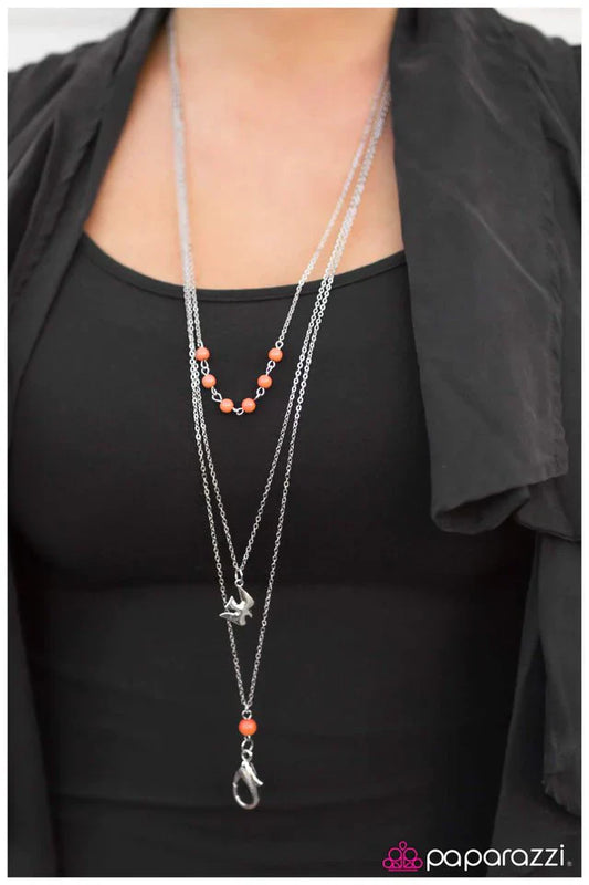Paparazzi Necklace ~ The Flight Attendant - Orange