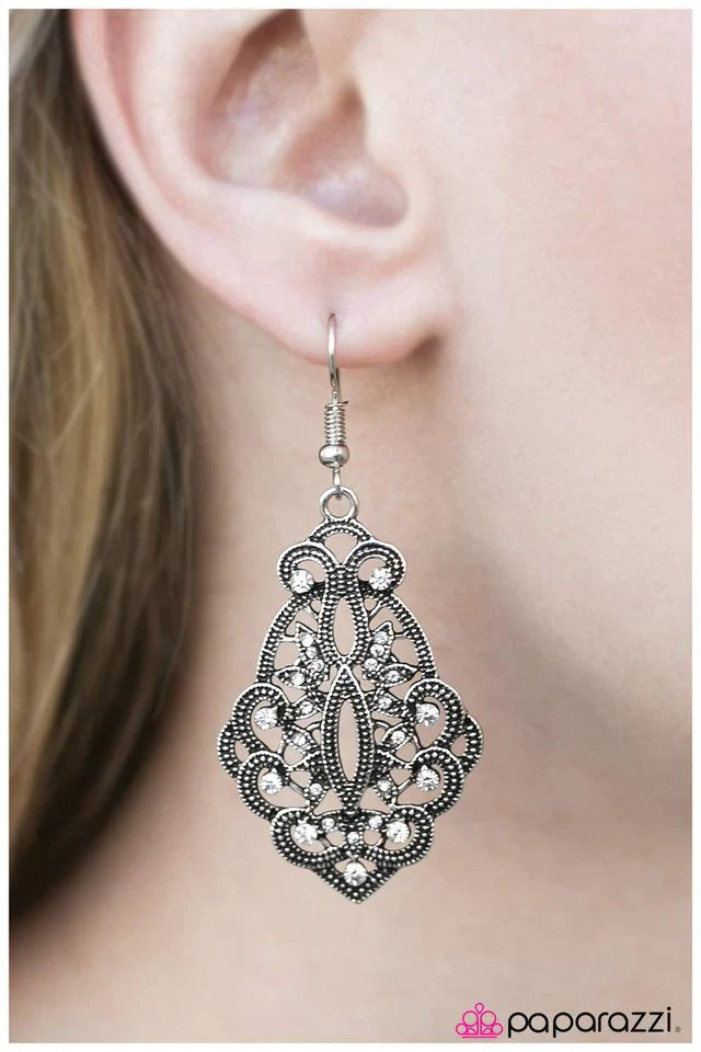 Paparazzi Earring ~ Out With a Bang - White