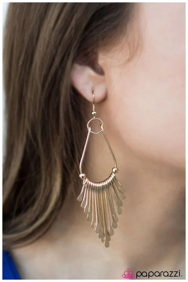 Paparazzi Earring ~ Like It OAR Love It - Gold