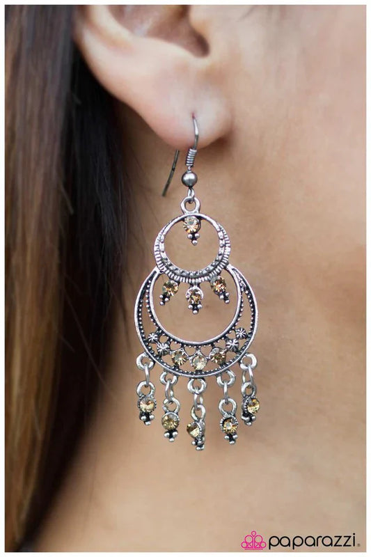 Paparazzi Earring ~ Girls Night Out - Brown