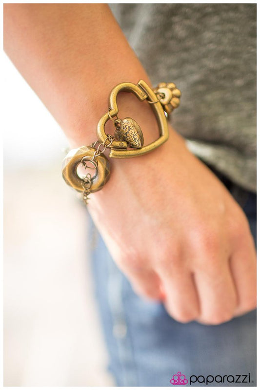 Paparazzi Bracelet ~ Have A Heart - Brass
