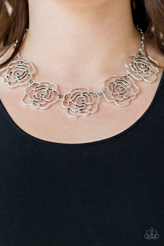 Paparazzi Necklace ~ Budding Beauty - Silver