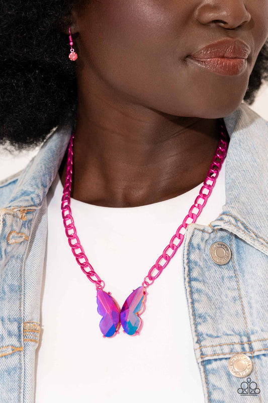 Paparazzi Necklace ~ Fascinating Flyer - Pink