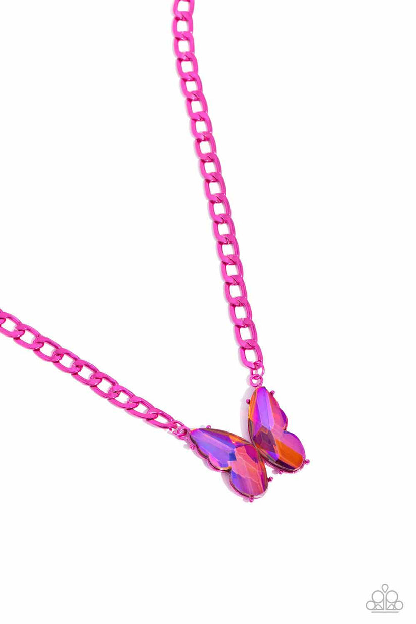 Paparazzi Necklace ~ Fascinating Flyer - Pink