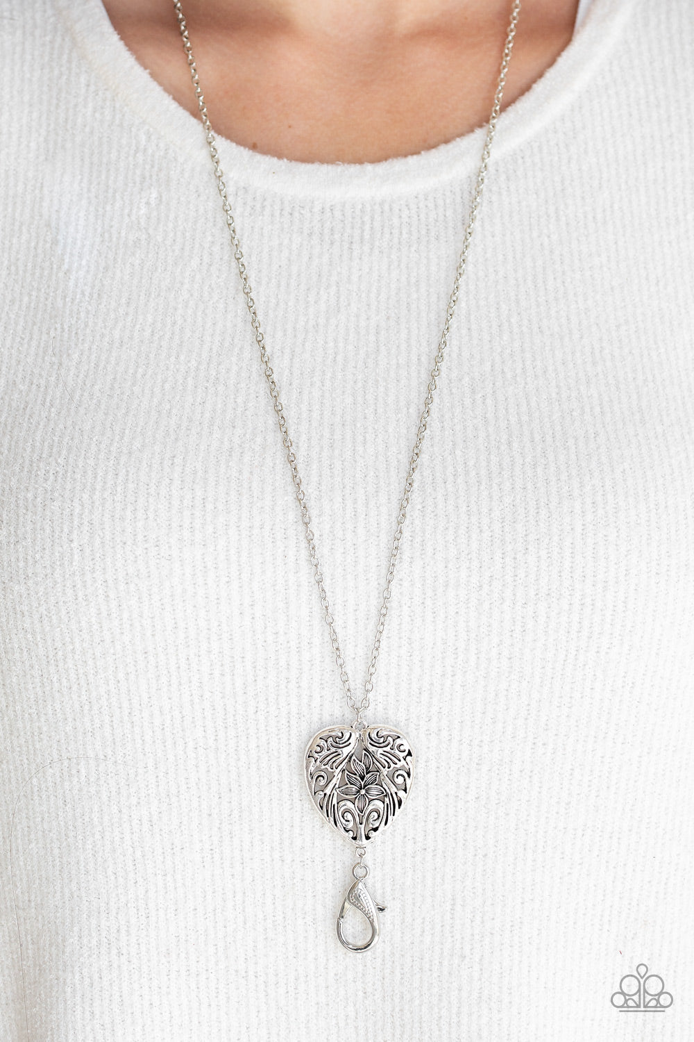 Paparazzi Necklace Lanyard ~ Garden Lovers - Silver