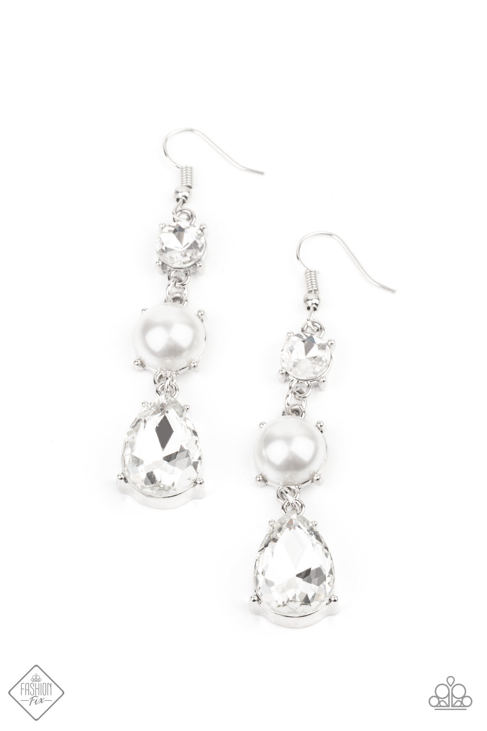 Paparazzi Earrings Fashion Fix Jan 2021 ~ Unpredictable Shimmer - White