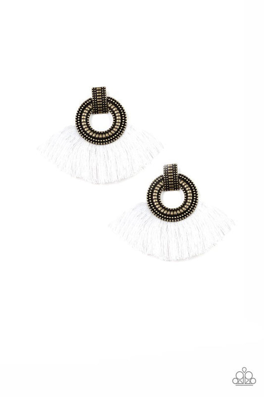 Paparazzi Earring ~ I Am Spartacus - Brass