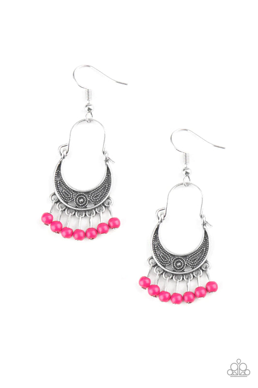 Paparazzi Earring ~ Hopelessly Houston - Pink
