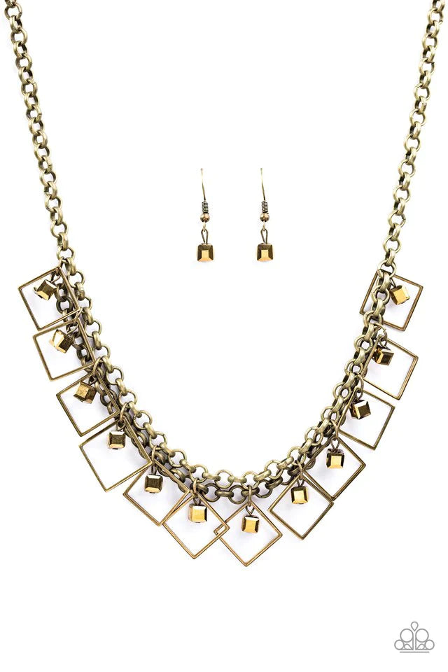 Paparazzi Necklace ~ GEO Down In History  - Brass