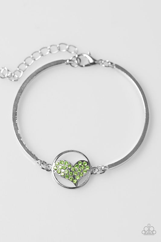 Paparazzi Bracelet ~ HEART Knock Life - Green