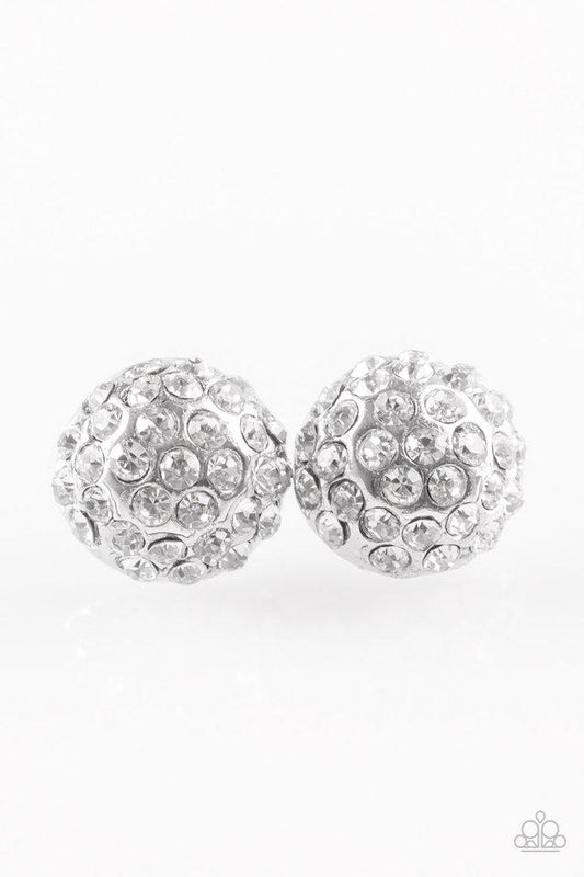 Paparazzi Earring ~ Wicked Glow - White Post